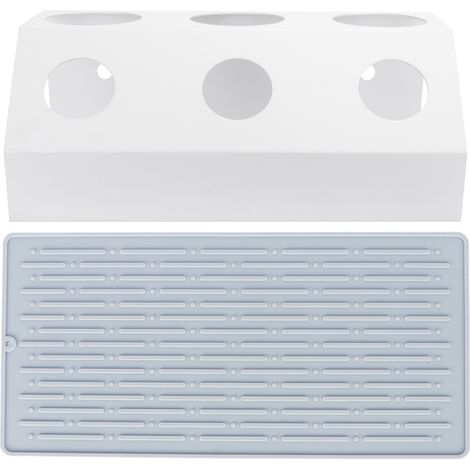 Égouttoir de Bouteilles Soda avec 3 Emplacements et Tapis pour Cuisine ou Salle à Manger - Blanc
