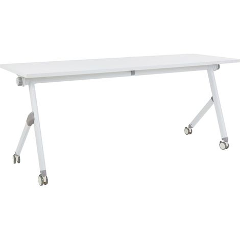 Zusammenklappbarer Schreibtisch BENDI Weiß 180 cm 60 cm mit Rädern