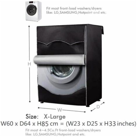 FOREHILL Schutzhülle für Frontlader-Waschmaschinen, wasserdicht, staubdicht, XL, 60 x 64 x 85 cm, Schwarz (1/4)