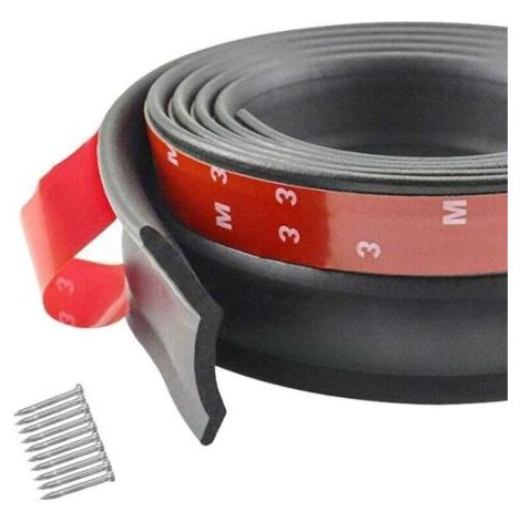 Enowelir Joint de porte de garage universel de 3 m, bande d'tanchit en caoutchouc pour porte de garage multifonction, bande d'tanchit pour bas de porte de garage avec clous,Facile à couper (1/4)