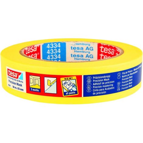 Cinta amarilla 50m x 25mm precisión enmascarar todas las superficies TESA - 04334-00001-00