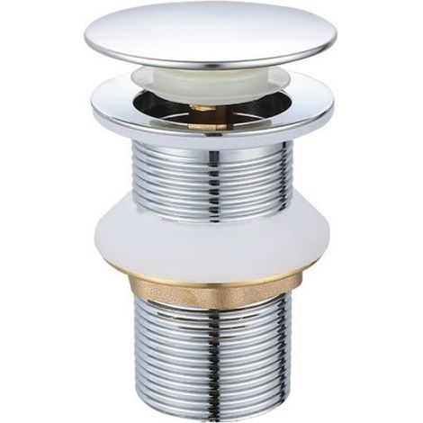 Bonde de Lavabo Pop-up sans Trop-plein, Vidage Clapet Push Open Pour Lavabo en Laiton, Chromé (1/3)