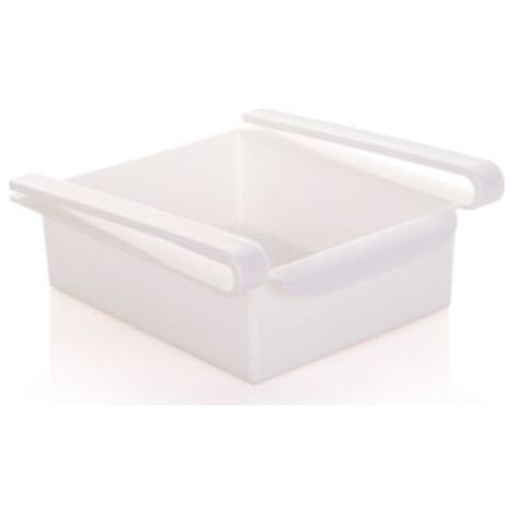 BUNTHAUS Panier de rangement en plastique pour réfrigérateur, boîte de rangement pour aliments et boissons, fournitures de cuisine créatives(blanc)