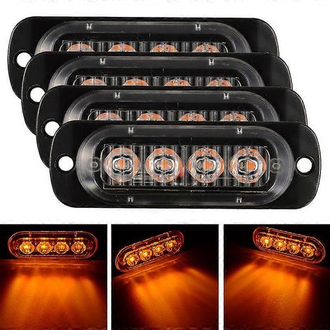 Lot de 4 feux arrière latéraux LED ambre 12-24 V pour voiture, remorque, camion, bus, quad, étanches et résistants. (1/5)
