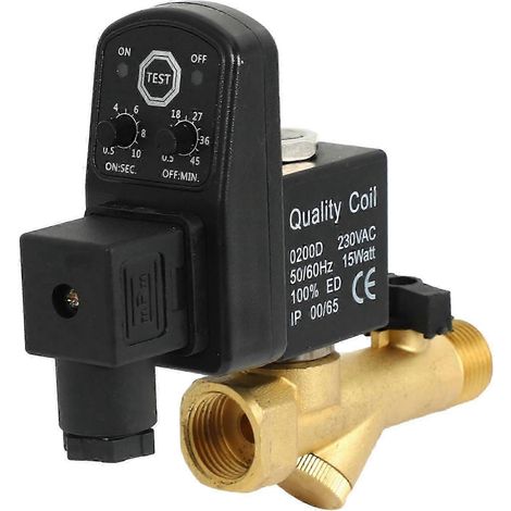 Vanne de purge automatique électronique temporisée à 2 voies 220 V CA 1/2 pouce pour réservoir de compresseur (1/5)