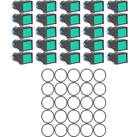 25 interrupteurs à bouton-poussoir momentanés autobloquants rectangulaires avec voyant lumineux 220 V BEMLA1611DSJ 16 mm (vert) (1/5)