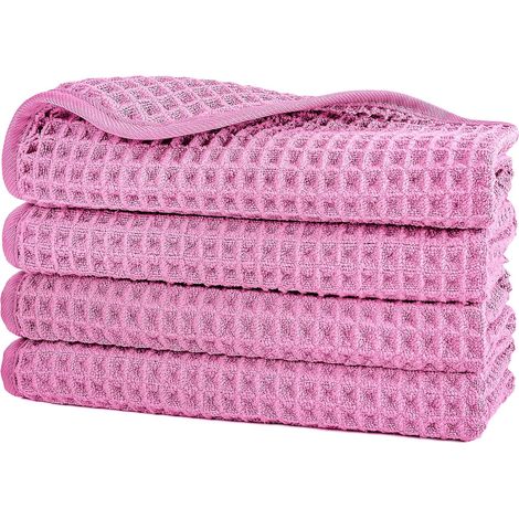 POLYTE Lot de 4 débarbouillettes en microfibre non pelucheuses 430 g/m², 33 x 33 cm, tissage gaufré (1/5)