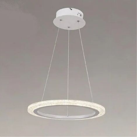 TRADE SHOP - Lampadario A Sospensione Led 24 W Cerchio Anello Effetto Cristallo Bianco 31890 -