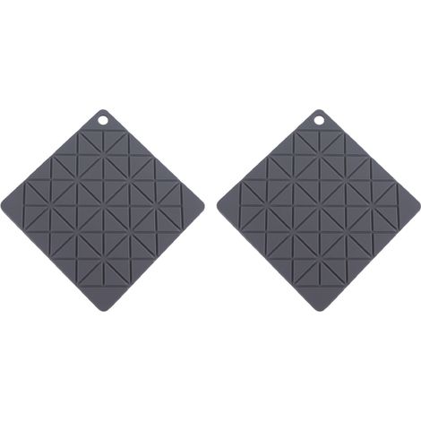 Maniques géométriques en silicone gris, dessous de plat ronds, dessous de plat, lot de 2, tapis d'égouttage, ouvre-bocal antidérapant, plateau à ustensiles (gris, carré)