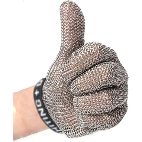 Gants Résistants Aux Coupures en Acier Inoxydable,Gants De Travail De Sécurité De Chef Boucher, Gants en Cotte De Mailles en Métal pour Gauchers Et Droitiers,Protection Anti-Coupure 2pcs,S (1/5)