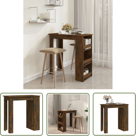 The Living Store Bartisch mit Regal Räuchereiche 102x50x103,5cm Holzwerkstoff - Bartisch - Stehtisch - Bistrotisch - Kücheninsel - Holzwerkstoff (1/5)