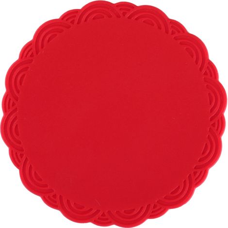 Tapis En Silicone Rond - Isolation Thermique Pour Tasses Et Pots - Antidérapant Et Lavable - Rouge - 1 Pièce