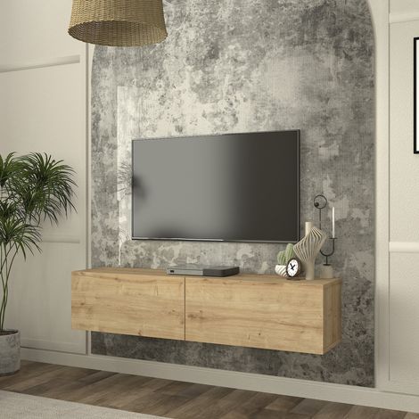 TV-Lowboard hängend Nolven 135x32x30 cm Eicheoptik [en.casa]