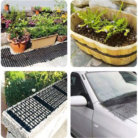 Répulsif pour insectes et animaux,Tapis Anti Chat Jardin avec Pointes 200281,8 CM avec 10 Piquets en Métal, Noir (1/4)