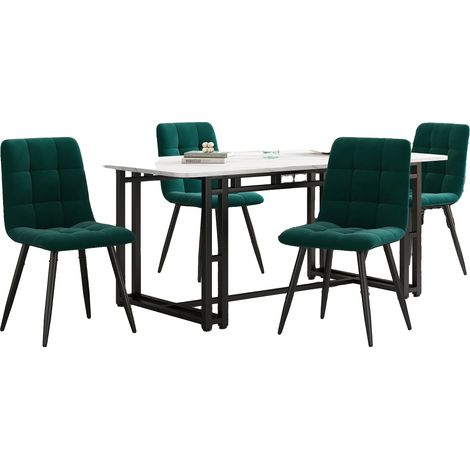Juego de mesa de comedor, diseño moderno, asientos cómodos, verde - MDF - Terciopelo (1/2)