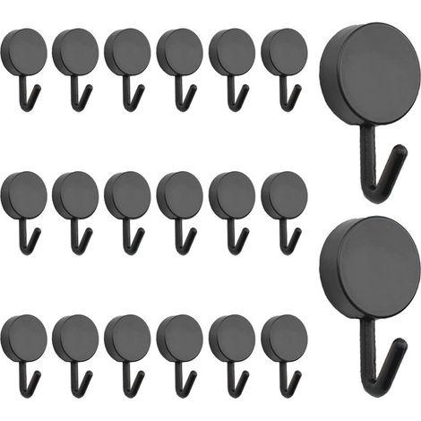 Lot de 20 crochets auto-adhésifs en plastique robuste pour porte de maison, cuisine, salle de bain, bureau (noir) (1/3)