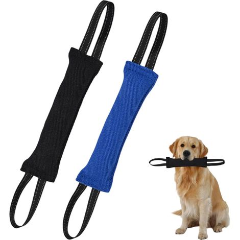 Jouet à Mordre pour Chien, Tug Toy, 30 cm avec 2 Anses, Lot de 2 Boudins d'Entraînement en Coton/Résistant pour Tirage, Récupération et Jeux d'Intelligence, Chiens de Taille Moyenne à Grande (1/5)