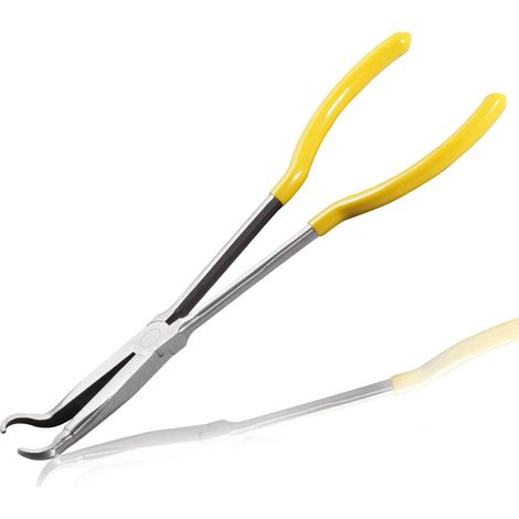 Pince à poignée de tuyau de 28,9 cm de long avec anneau dentelé - Pince à bec en forme de O - Pince à longue portée pour les espaces étroits difficiles à atteindre et les zones (1/5)