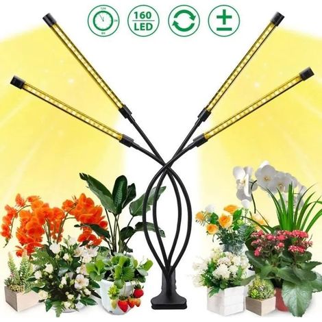 Lampe de Croissance pour Plantes - 160 LEDs 40W - 5 Niveaux Réglables - Spectre Complet (1/4)