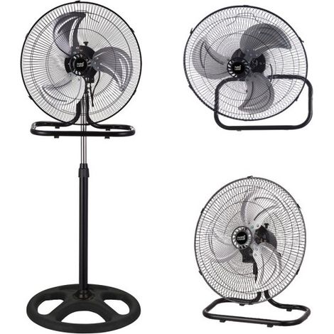 Ventola 3 in 1 potente nera da 70 W 3 pale in alluminio (1/5)