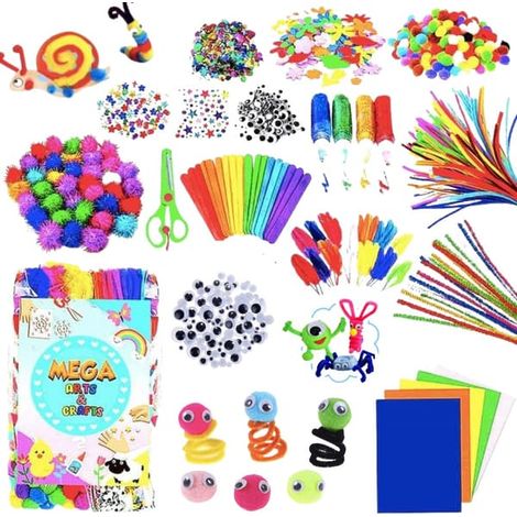 Kit de bricolage géant : cure-pipes, yeux mobiles, balles multicolores