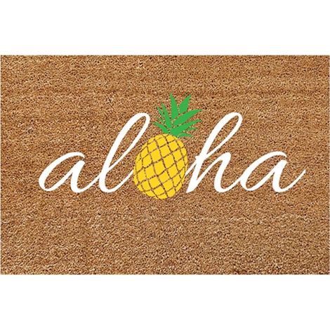 Tapis de porte imprimé ananas, tapis de sol antidérapant en polyester pour entrée, porte d'entrée, porche extérieur - Tapis amusant compatible avec