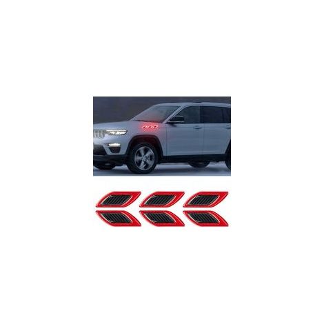 6 PCS Autocollant 3D à Bandes réfléchissantes, Autocollant réfléchissant pour Capot de Voiture,Autocollants réfléchissants à Haute intensité pour la visibilité de Nuit pour Voiture SUV (Rouge)