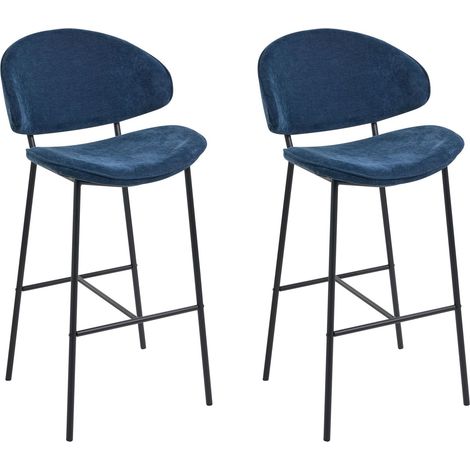 Set of 2 Bar Chairs KIANA Navy Blue (1/5)
