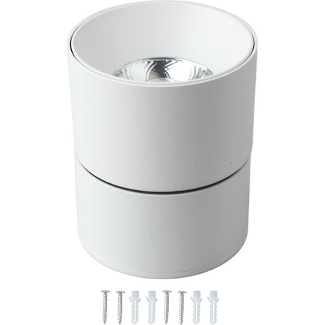 Plafonnier LED anti-éblouissement monté en surface, 110-240V, projecteur orientable pliable blanc pour salon. (1/5)