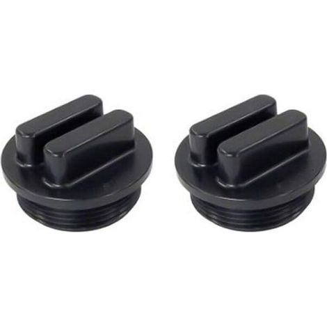 Bouchon de vidange fileté noir 1-1/2" pour filtre de piscine / Bouchon d'hivernage avec joint torique — Compatible avec les orifices de vidange des filtres Pentair, Hayward et Sta-Rite (Lot de 2)