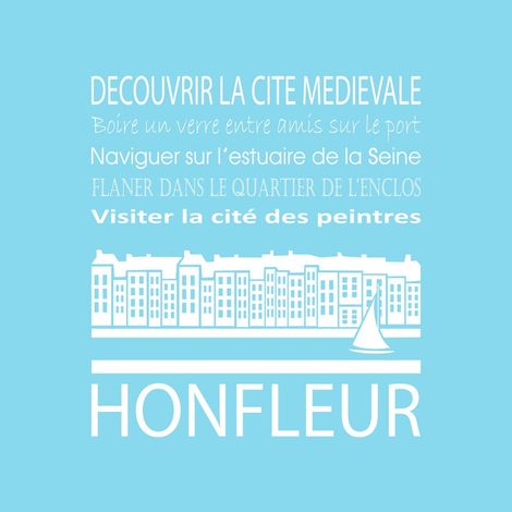 Tableau sur toile Honfleur bleu clair 30x30 cm - Impression sur Toile Murale Décorative - Image imprimée en HD sur Toile - Toile sur Châssis en Bois FSC - Fabriqué en France