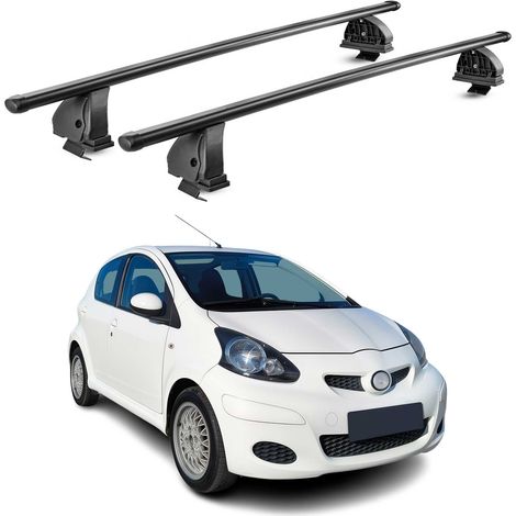 OMAC Stahl Dachträger Querträger Toyota Aygo I 2005-2014 – TÜV / DIN 75302:2019 – Abschließbar – Max. 75 kg – 2 Stangen – Schwarz (1/5)