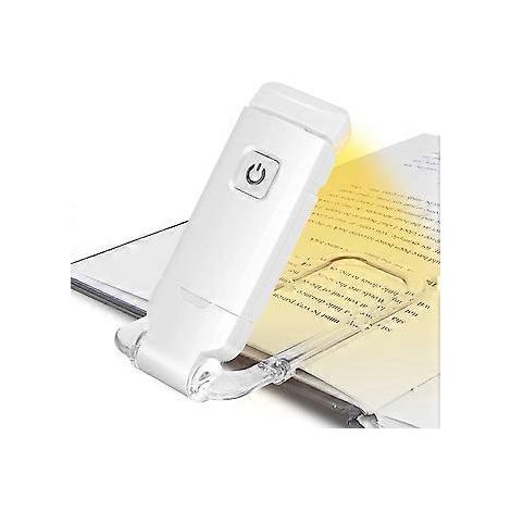 Wiederaufladbare LED-Leseleuchte mit USB-Anschluss und Leselampe zum Lesen im Bett. Mit Klemme, 3 Helligkeitsstufen einstellbar und faltbar.