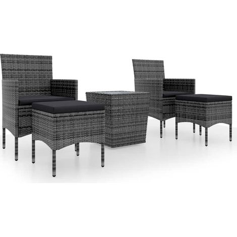 Maison Exclusive - 5-tlg. Garten-Bistro-Set Poly Rattan und Hartg (1/5)