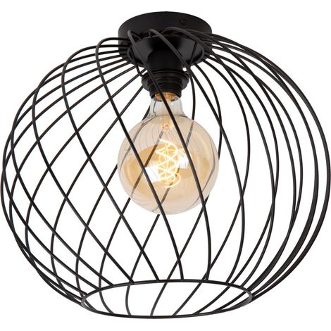 Plafoniera a gabbia in metallo nera 40 cm DANZA E27 Lucide (1/5)