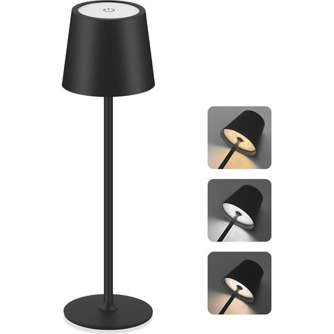 Lampe de Bureau LED Sans Fil, Réglage Tactile de 3 Températures de Couleur, Hauteur Ajustable, Batterie Rechargeable de 5200 mAh, Pour Salle à Manger, Chambre, Lampe LED Portable étanche (1/5)