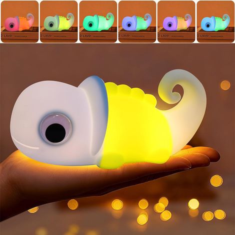 Veilleuse caméléon, lampe de chevet LED rechargeable RGB pour enfants, 3 niveaux de luminosité, arrêt automatique après 30 minutes (1/5)