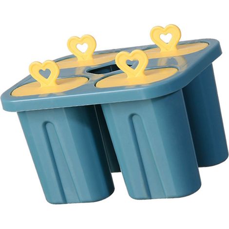Moule à glace 4 cavités, démoulage facile, pour enfants, adultes et adolescents, idéal pour les fêtes, yaourts, jus, smoothies et bâtonnets glacés (bleu).