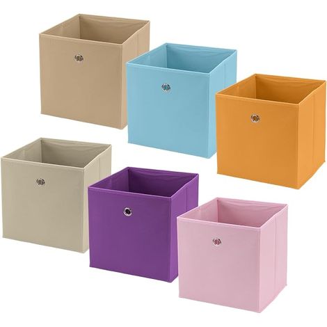 Fabric Storage Boxes, 27 x 27 x 28 cm Multi-Color Foldable Storage Box with Handle, Foldable Box for Living Room, Bedroom, Beige, Khaki, Pink, Blue, Orange (1/5)