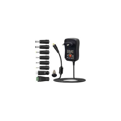 30-W-Universal-Netzteil mit 5-V-2,1-A-USB-Anschluss, Netzstecker, einstellbarer Ausgangsspannung von 3 V bis 12 V und 8 DC-Adaptern für Heimelektronik – Crezuo (1/4)