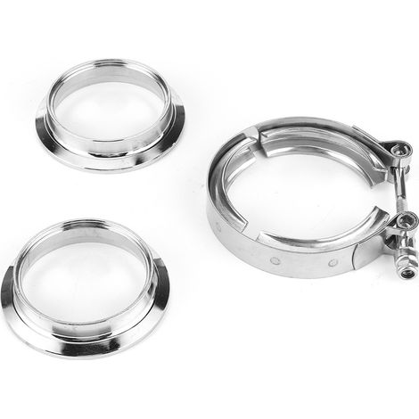 Kit 3 brides de serrage V-Band 2,5 pouces en acier inoxydable T304 pour tuyaux d'échappement turbo et downpipes (1/5)