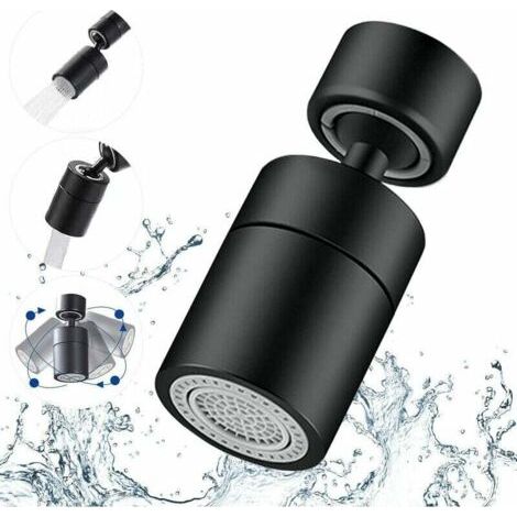 360 Degrés-2 Modes Réglable Cuisine Robinet Aérateur De Robinet Pivotant Filtre Barboteur Pour Cuisine De Salle Bain Avec Adaptateur Filetage Externe 24Mm-Fil Interne 22Mm (Bronze Huilé Noir) (1/5)