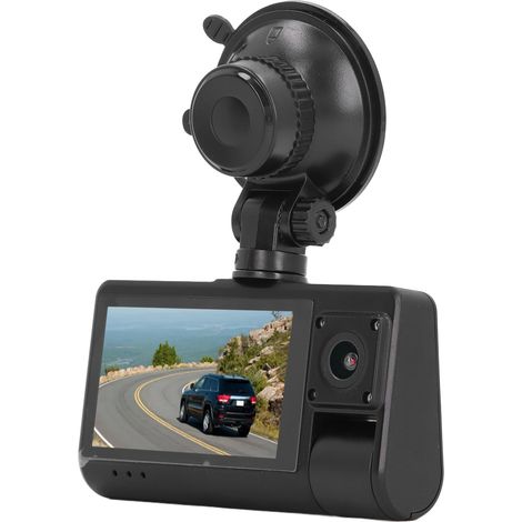 Caméra embarquée pour voiture, triple objectif rotatif, 1080p, écran IPS 3 pouces, vision nocturne, détection de mouvement, mode parking 24h/24 (1/5)