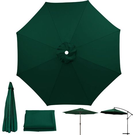 Ersatzdach für Terrassen-Sonnenschirm, UV-Schutz, wasserdicht, 8-Streben-Sonnenschirmdach, dunkelgrün (nur Sonnenschirmdach, 3 m)