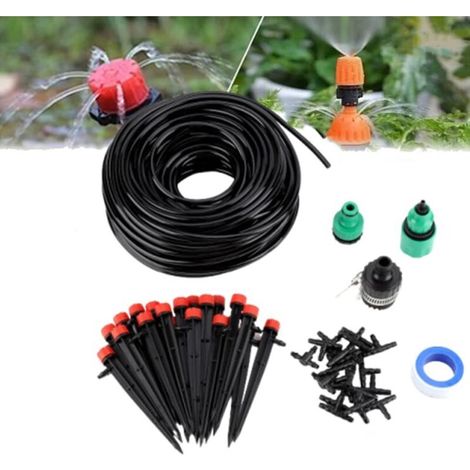 Kit d'arrosage de jardin 25 m Système d'irrigation pour arrosage 4/7 tee mixte irrigation automatique micro kit d'irrigation par goutte réglable (1/5)