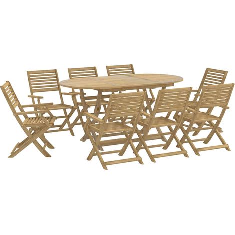 Maison Exclusive - 9-tlg. Garten-Essgruppe Massivholz Akazie