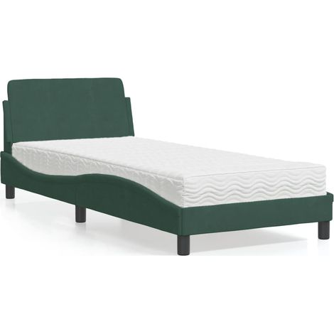 Cama con colchón Dover terciopelo verde oscuro 80x200 cm vidaXL (1/5)