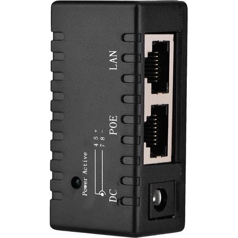 PoE (Power over Ethernet) injector adapter for LAN network, black (1/5)