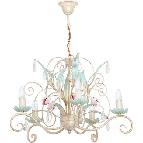 Lustre chandelier Luce crème 5xE14 cristal Luminex