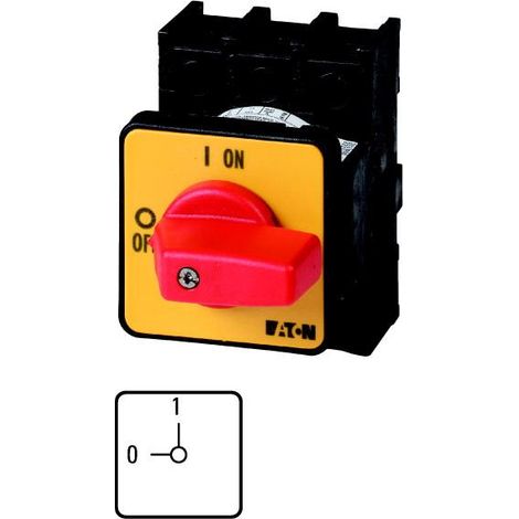 Inter. Marche-Arrêt tripolaire 32 A Fonctions d'ARRÊT D'URGENCE encastré 000003197 EATON P1-32/E-RT